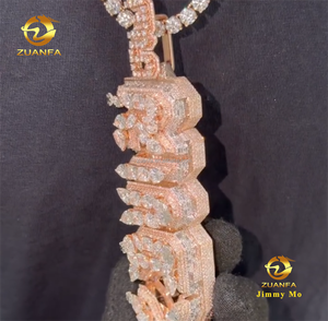 Pendentif Lettre Initiale Personnalisé en Argent 925 avec Diamant Moissanite D, Style 3D Épais, Certificat GRA, Bijoux Hip Hop Iced Out - Product Image 2