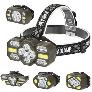 Lampe frontale 10 LED haute intensité, batterie rechargeable, éclairage extérieur COB avec source d'alimentation intégrée, lumière blanche - Product Image 4