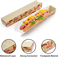 Barquettes à hot-dogs auto-érectables en papier couché imprimé, écologiques, personnalisables, pour la vente chaude, supports de service alimentaire pour festivals