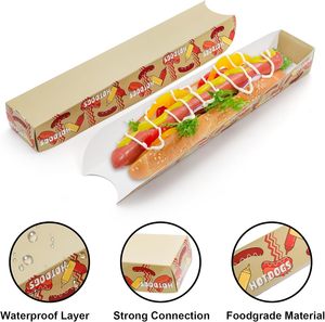 Hot Selling Eco Friendly <strong>Disposable</strong> Printed Coated Paper Self Erecting Hot Dog Trays Custom Design Food Serving Holders Festival - Product Image 4