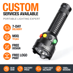 WOSEN RGB Signal Command Strong <b>Light</b> LED Torch Tail Beacon Attack Head Aluminum Search Rescue Emergency Tactical Flashlight - Product Image 1
