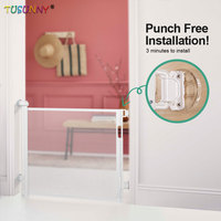 Porte de sécurité rétractable pour bébé Porte pour animaux de compagnie Porte de bébé rétractable en métal, comprend des accessoires de montage de poinçon supplémentaires Portes de bébé pour les escaliers