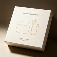 Boîte d'emballage en papier recyclé écologique pliable sur mesure avec revêtement mat et gaufrage pour chargeur de téléphone, adaptateur USB-C