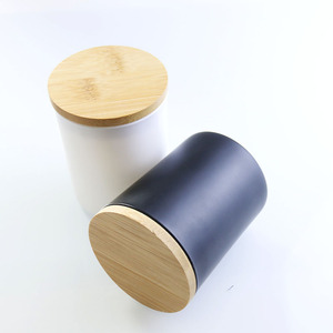 Quà tặng & Craft 6oz/10oz/14oz tùy chỉnh khuyến mãi Frosted Glass rỗng vòng nến chủ Nến Lọ thủy tinh container với nắp bằng gỗ - Product Image 3