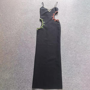 OEM Factory bendaggio personalizzato di alta qualità abito da sera elegante <span class=keywords><strong>nero</strong></span> modesto abito da Cocktail Club Sexy - Product Image 3