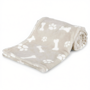 Pet Blanket Beige 75 X 100 Cm With Paw And <b>Bone</b> Pattern For Dogs And Cats - Product Image 3