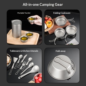 Meilleures ventes 2026 : Ensemble tasse, bol et cuillère en titane, léger et pliable, pour le <span class=keywords><strong>camping</strong></span> - Product Image 4