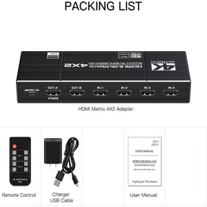 Matrice HDMI 2.0 4x2 Hardrock avec double audio 4K/60Hz EDID, construction métallique, certifiée FCC CE ROHS - Product Image 3