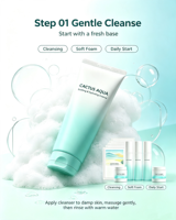Ensemble facial naturel à la figue de Barbarie, 4 pièces, kit d'hydratation intense avec hyaluronate de sodium, hydratant apaisant pour la réparation de la peau