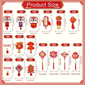 JUNEBRUSHS 43 pièces de nœuds chinois rouges suspendus pour le Nouvel An chinois, le Festival du Printemps, le Nouvel An lunaire - Antibactérien Non - Product Image 2