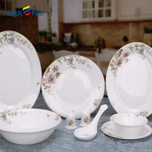 Set Peralatan Makan Mewah Emas Dekorasi Kaca Opal Set Piring Makan Malam Set Peralatan Makan 18 Buah