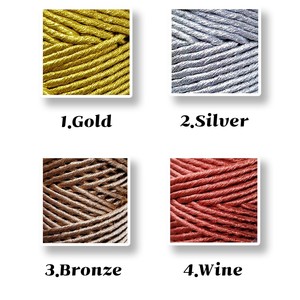 Corde en macramé métallique à simple brin 100% coton biologique de 3mm - Product Image 5