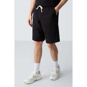 Conjunto de Pantalones Cortos de Algodón Negro para Hombre, Corte Holgado, 85257, Estilo Básico con Textura Suave - Product Image 4