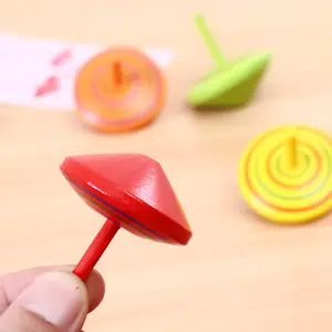 Small Wooden Spin Tops Nostalgic Parent-Child Educational Toy Kindergarten Gift