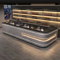 Desain Kios Bar Konter Kafe Khusus dengan Lampu LED untuk Toko Bubble Tea dan Kedai Kopi