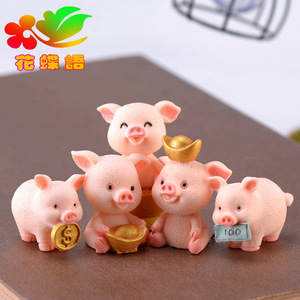 Pendentif en résine artisanal, micro-paysage de succulentes DIY, décoration de voiture, thème Animaux de dessin animé, pour l'année du cochon, de la marque weij lucky pig - Product Image 2