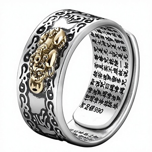Bague unisexe en verre 99 avec Pixiu, Taotie, Sutra du Cœur et Mantra à six mots - Vente directe - Product Image 1