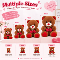 Ours en peluche personnalisé rouge brun rose avec nœud en ruban et pendentif LOVE, jouet en peluche câlin pour cadeau romantique