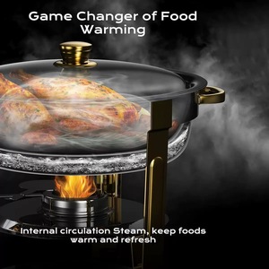 High Quality 7-Piece Stainless Steel <b>Food</b> <b>Warmer</b> Set Alcohol <b>Candle</b> Burner 9L Capacity A++ Energy Efficiency 60-80C - Product Image 3