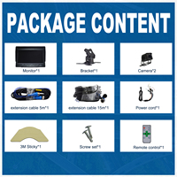 Monitor Layar Terpisah 2CH Lensa Ganda 7-Inci Kit Peringatan Titik Buta Hambatan 2 PCS Kamera Mundur AHD Perekam Video Sistem BSD