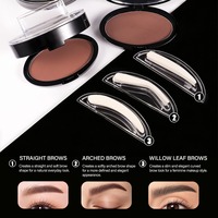 Kit de tampons à sourcils marque privée, 3 formes, poudre à sourcils imperméable avec miroir, logo personnalisé, vente en gros pour marque de maquillage