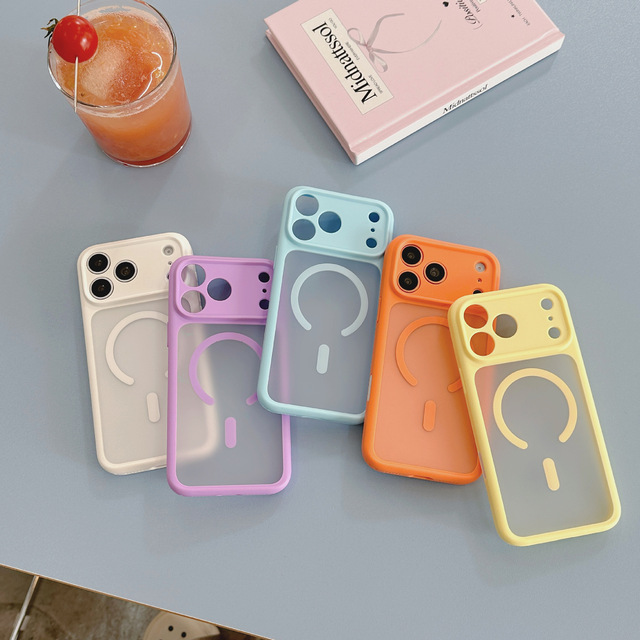 Ins Premium Macaron Scrub Skin Feel Magnetic Attraction Case for iPhone 17 16 Pro Max AI Camera Control Button Shockproof Cover