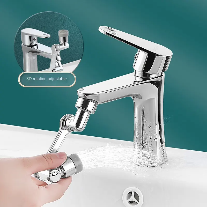 Universal Splash Filter Swivel Sink Faucet 1080 Rotate Water Dual Function Bathroom Faucet Basin Ext