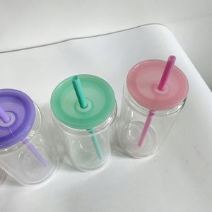 15Oz Leak Proof Plastic <b>Straw</b> <b>Lid</b> Double Wall Mug High Borosilicate Snow Globe Tumbler Sublimation Beer Glass <b>Cup</b> - Product Image 4