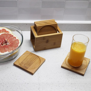 Posavasos cuadrados de bambú con aislamiento térmico para té y bebidas con caja de almacenamiento - Product Image 3