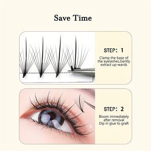 Extensions de cils en éventail pré-faites faites à la main en marque privée, couleur noir mat, pointes effilées, extensions de cils en grappe, fibre PBT coréenne, style 4D-14D - Product Image 3