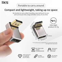 Adaptateur DP mâle vers femelle à angle droit de 90 degrés 8K, coque en aluminium, convertisseur 1.4 pour carte graphique, moniteur