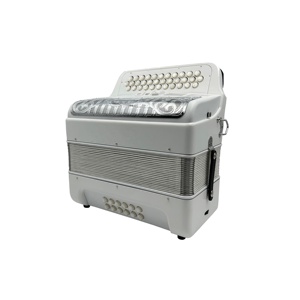 Fisarmonica Diatonica Professionale OEM SEASOUND JB3412C 34 Tasti 12 Bassi 3 Registri Corpo Bianco Opaco Griglia Argento Legno Bianco - Product Image 5