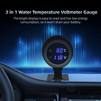 2 1 12V 24V LED Digital Pengukur Suhu Air Mobil Truk dengan Sensor Suhu dan Voltmeter Garansi 1 Tahun