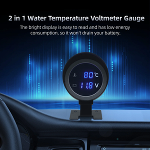 2 in 1 Round 12V 24V LED Digital Car Truck <strong>Water</strong> Temp <strong>Gauge</strong> <strong>Temperature</strong> Sensor Temperatura Motor + Voltmeter Volt Voltage Meter - Product Image 5