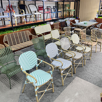 Meubles de patio en osier chaise de bistro français PE rotin bambou Restaurant café hôtel pelouse aluminium salle à manger chaises de jardin extérieur