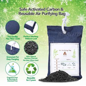 Lot de 6 sacs purificateurs d'air au charbon de bambou activé, éliminateur d'odeurs et de moisissures, déshumidificateur pour voitures, placards, salles de bain et zones pour animaux de compagnie - Product Image 3