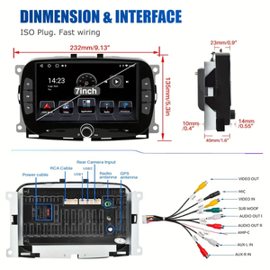 7 inch <span class=keywords><strong>Android</strong></span> Car Stereo cho Fiat 500C 2016-2019 GPS navigation đa phương tiện Máy nghe nhạc Màn hình cảm ứng - Product Image 4