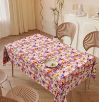 Nappes de table imprimées de haute qualité en PVC non tissé et mélange de polyester, écologiques, personnalisables, durables, réutilisables, à motif floral, lavables