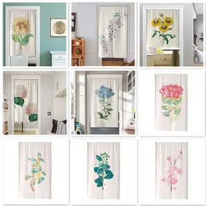 Cortina Decorativa con Estampado de Lino, Cortina de Lujo para Cafetería, Cocina, Baño, Cortina para Puerta Colgante - Product Image 1