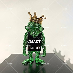 Sculpture Singe avec Couronne, Style Cartoon Chrome, Tendance Banksy, Statue Singe <span class=keywords><strong>Street</strong></span> Fashion, Sculpture Pop Art Singe avec Logo - Product Image 3