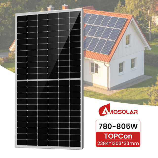 Amosolar High Efficiency 800w Solar Panels in Stock 770w 775w 780w 785w 790w 795w Transparent Double Glass Pv Panel Manufactures