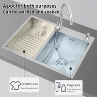 Handgemachte große Single Bowl Küchen spüle Edelstahl gebürstet Finish Counter Wäsche pool Waschbrett Under mount Single Sink