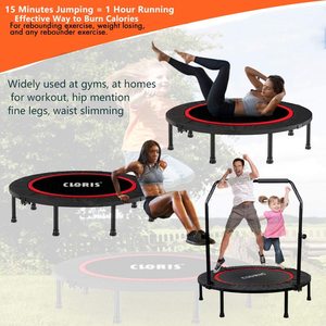 40" Steel Foldable Mini <strong>Trampoline</strong> with Protective Net for Kids and Adults Indoor Outdoor Fitness Rebounder and Foam Handle - Product Image 5