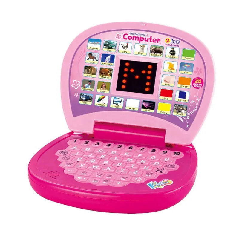 Samtoy Pink LED Screen Electronic Educational Chinese English Learning Machine Computer Laptop Toy for Kids