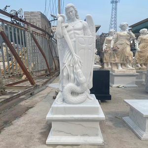 Sculpture d'ange catholique grandeur nature en marbre, décoration extérieure BLVE, statue de l'archange Saint Michel - Product Image 3
