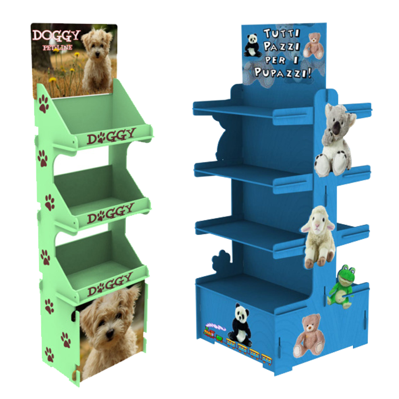 Apache Customizable Modern Floor Standing Wooden Display Rack with Plywood Construction for Shoe Stores- Custom Logo