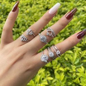 Dylam Simple Elegant Party Square Diamond Baguette Cut Engagement <b>Rings</b> <b>Solitaire</b> Stackable Wedding <b>Rings</b> - Product Image 2