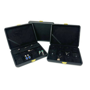 Caja de embalaje cuadrada con bisagras para joyería, de terciopelo de lujo, para collares y cadenas, venta al por mayor de fábrica - Product Image 5
