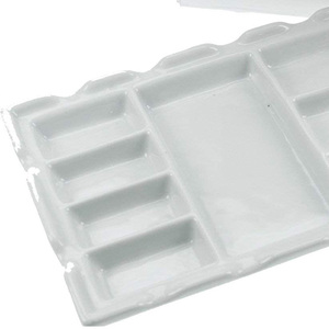 <span class=keywords><strong>Palette</strong></span> de peinture <span class=keywords><strong>aquarelle</strong></span> rectangulaire personnalisée OEM céramique blanche avec couleurs mélangées pour plateaux décoratifs - Product Image 3