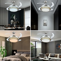 Ventilateur de plafond LED 42 pouces avec lampe en cristal de luxe, luminaire moderne et créatif pour chambre à coucher et salon